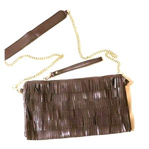 Street Level Dark Maroon Fringe Crossbody Bag